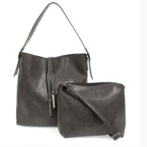 JOY SUSAN JILLIAN HOBO NWT DARK GREY VEGAN LEATHER TOTE BAG CROSSBODY